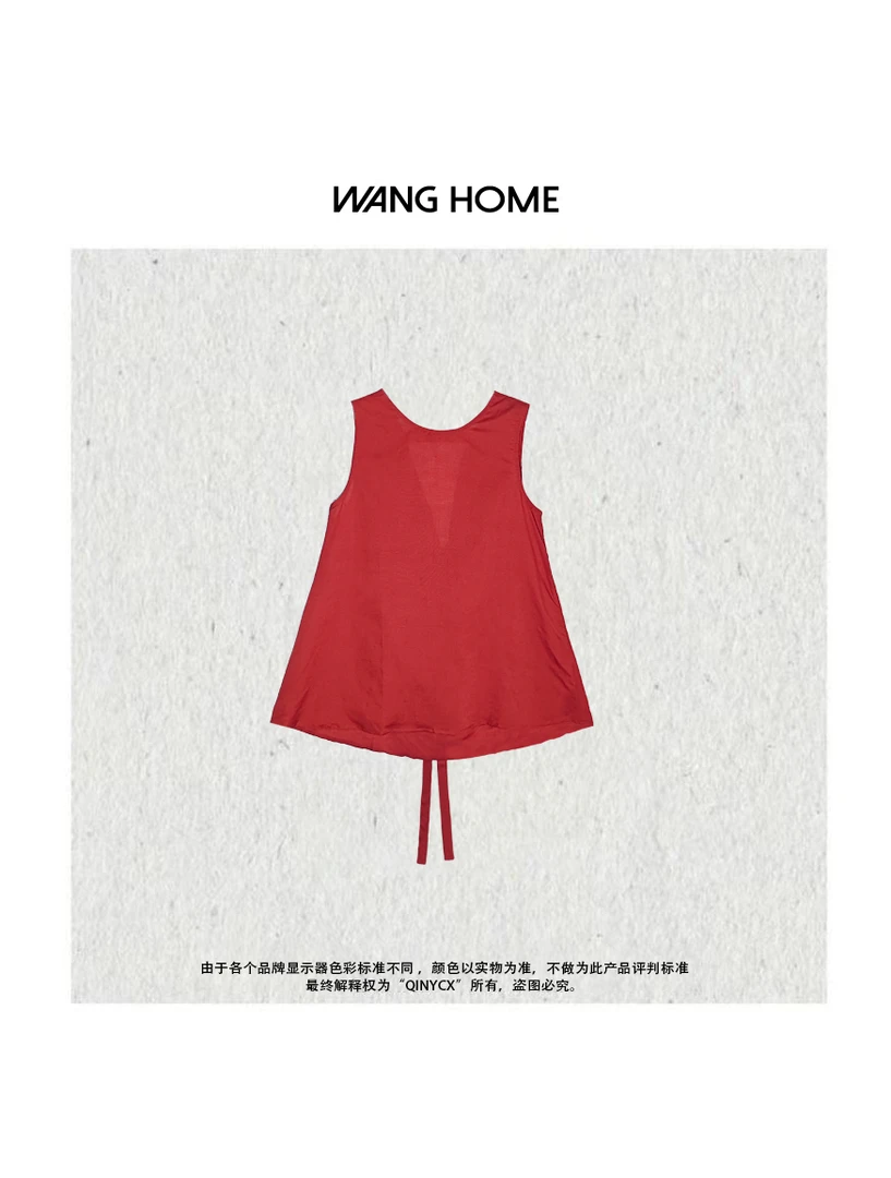 QINY CX- 落日红 春夏设计感小众时尚气质红色无袖背心 不包邮
