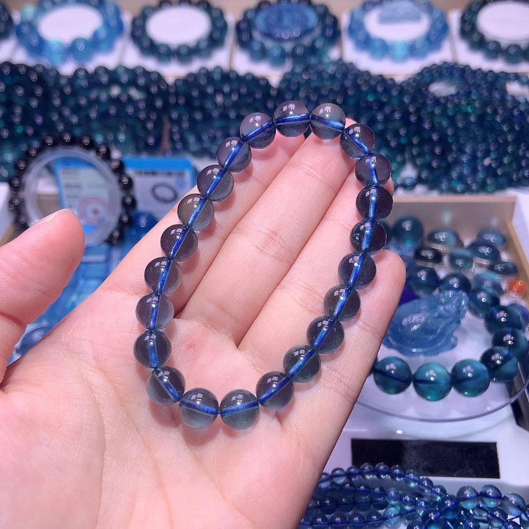 未镶嵌手串水晶b****n魔鬼蓝海蓝宝8mm+1580元