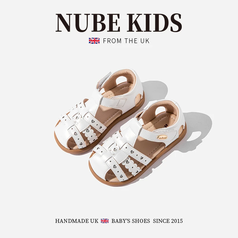 NUBEKIDS真皮公主鞋夏季新款女孩小童凉鞋包头学步沙滩鞋20A7008
