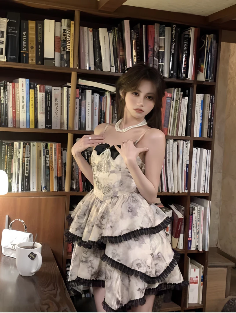 纯欲辣妹千金夏季甜美复古连衣裙(下单备注编码)吊带纯欲风性感