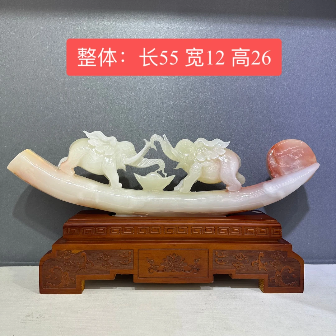 【吉祥如意】天然进口高端玉石家居乔迁开业办公室客厅玄关摆件