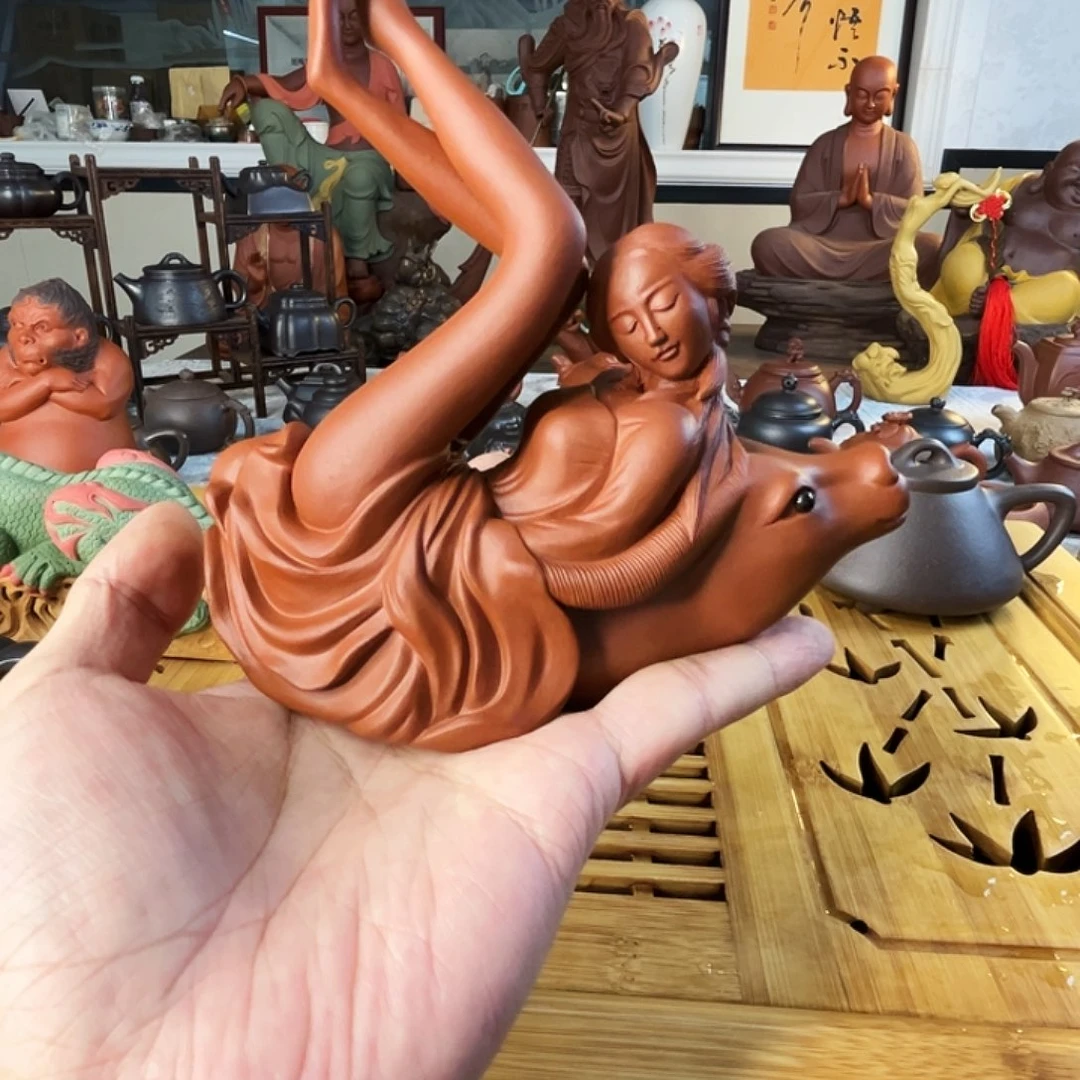 路***过茶宠紫砂牛郎织女摆件