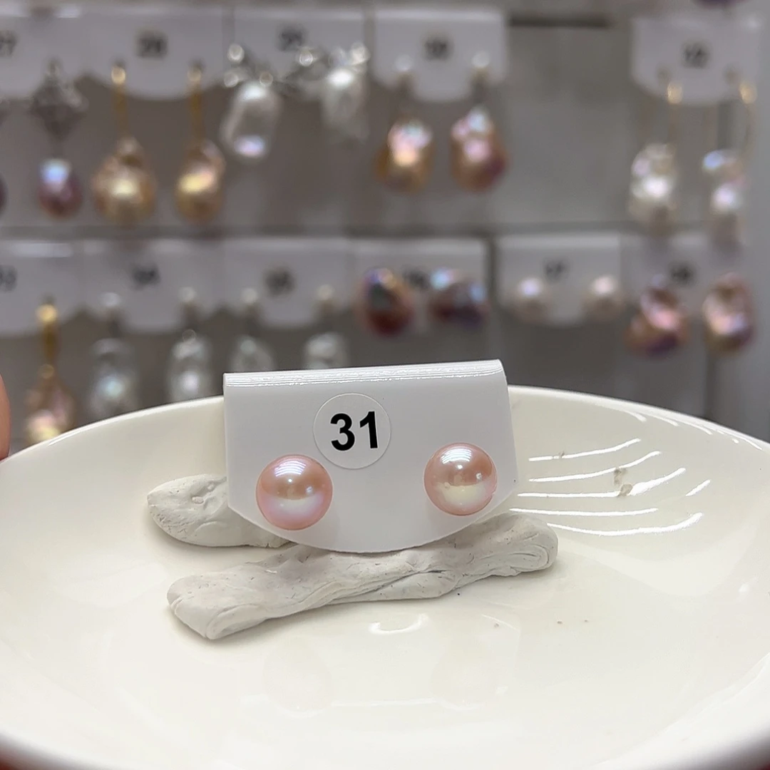 淡水珍珠耳饰银S925镶嵌