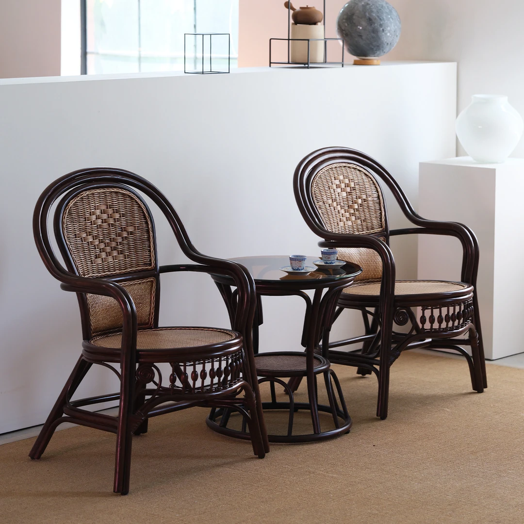 藤椅天然真藤椅子靠背椅家用老人椅单人办公椅腾椅藤编椅休闲藤椅