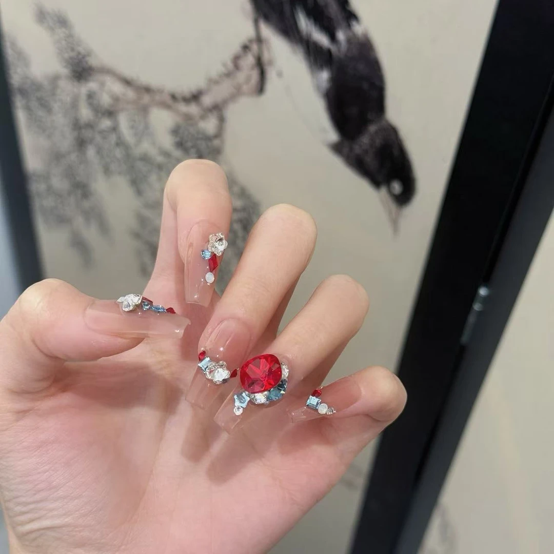 丹蜜琳 【烈焰玫瑰】 全施华洛（除钢珠） 纯手工轻奢高级订制 穿戴甲
