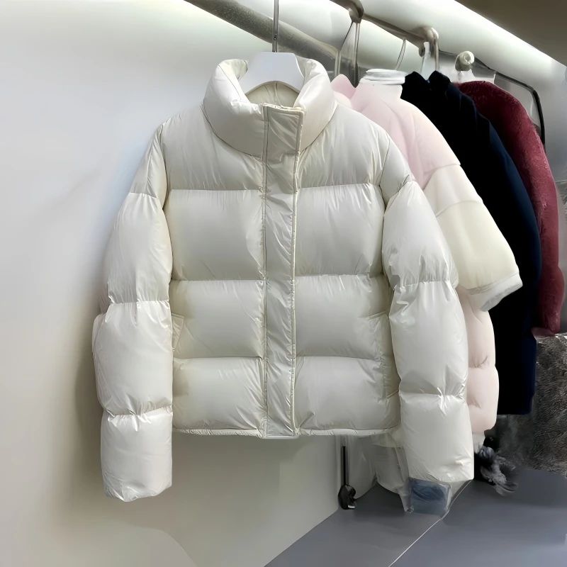 羽绒服女短款95白鸭绒洋气外套立领小个子羽绒服女款爆款2025新款