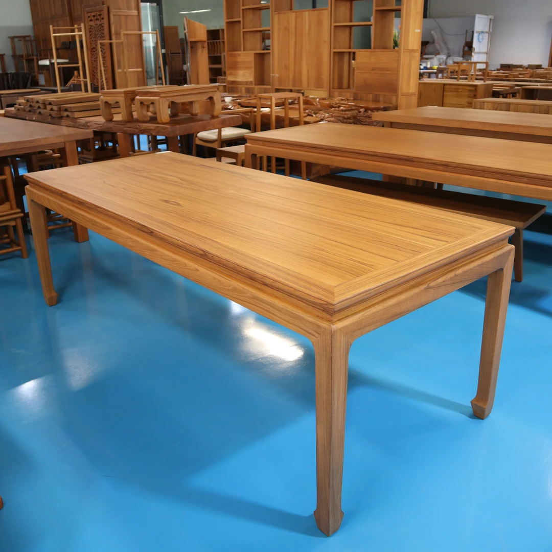 小钟 宣德茶书桌 缅甸柚木明式实木多尺寸桌子新中式家用书房茶台