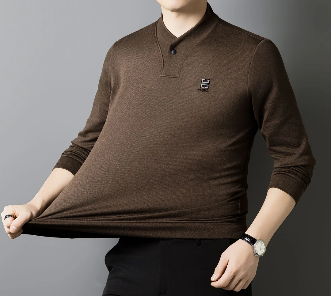 秋冬2025新款【弹力德绒 圆领】T恤卫衣男士长袖加厚保暖套头打底衫