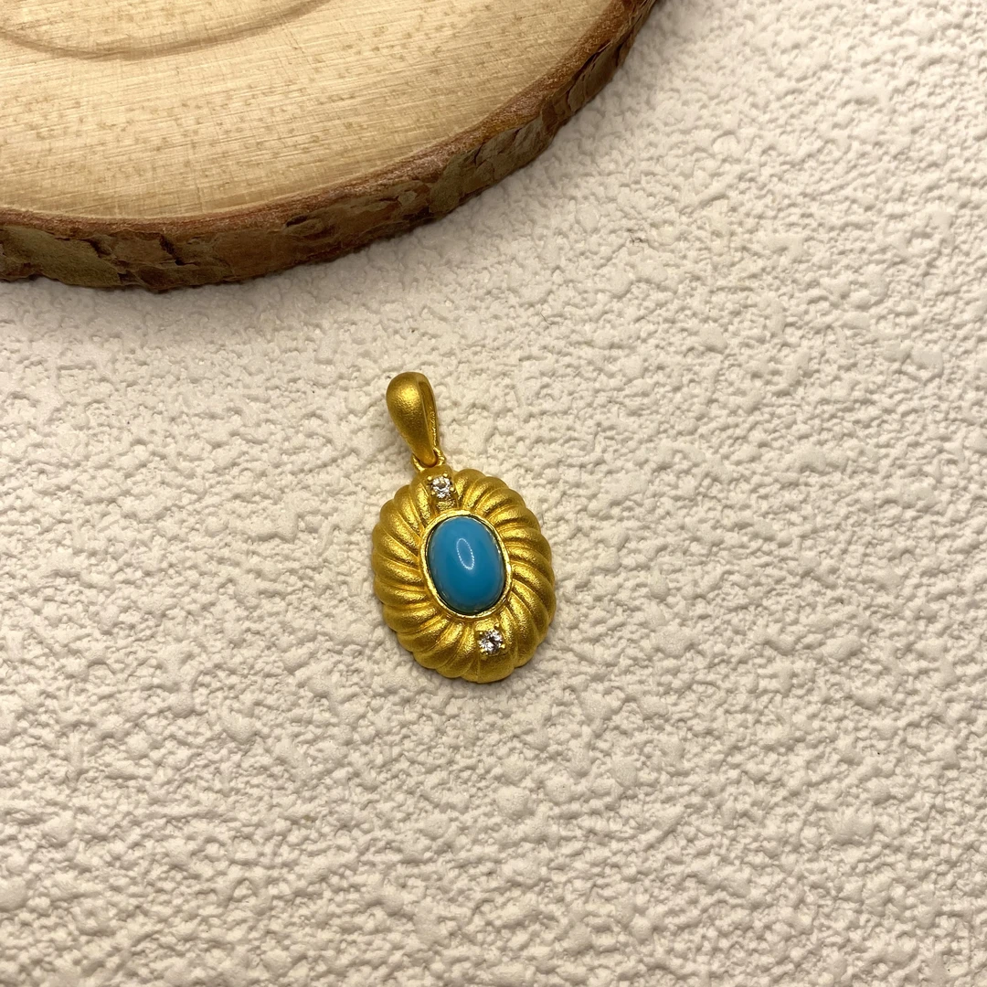 【金喜圆】 足金999 螺纹美松吊坠 /带证书钢印