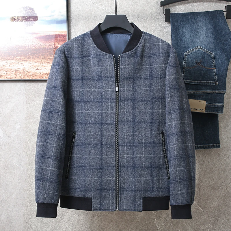 线下800+高端撤柜纯羊毛外套男款秋冬季保暖男士灰色短款毛呢夹克