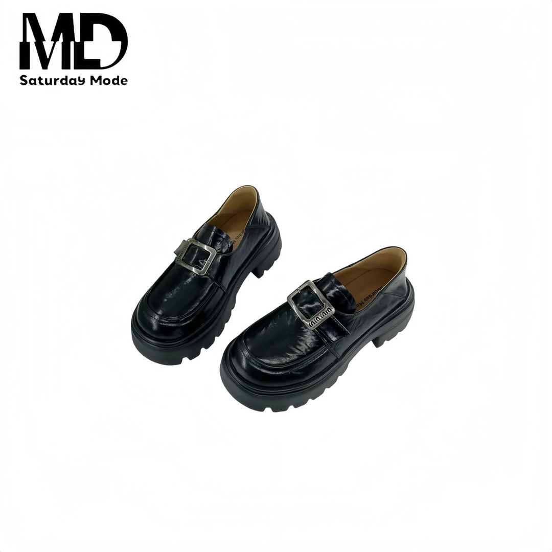 【田东霞专属】SATURDAYMODE厚底百搭少女风乐福鞋黑色复古1112E22