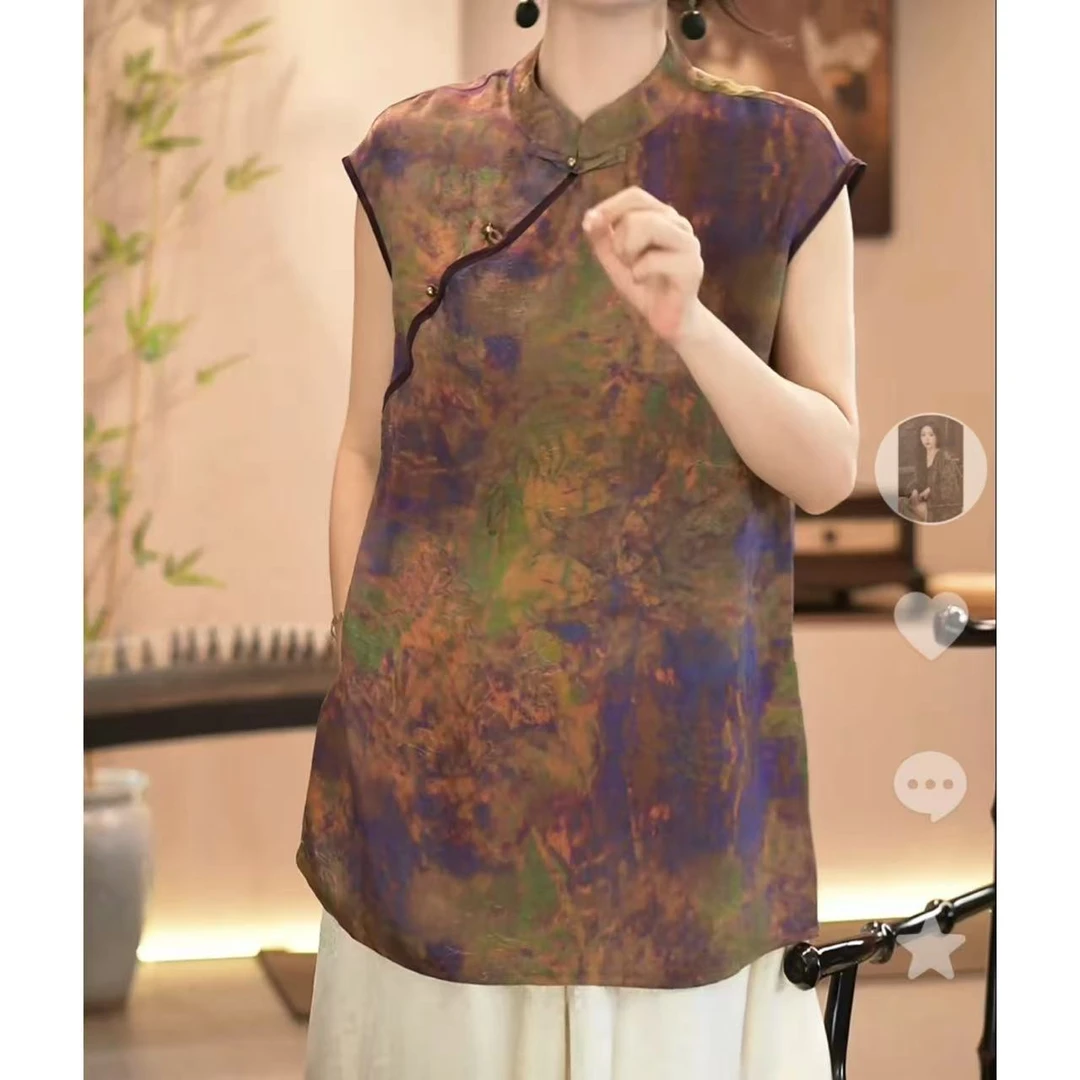 【芊泽】夏季新款国风气质中长款无袖上衣-1072-185