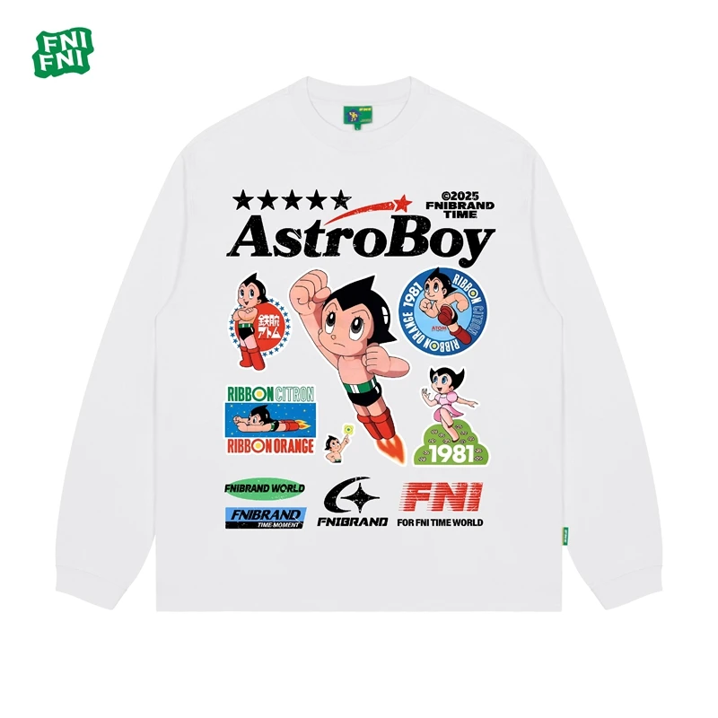 FNI绿标（铁臂阿童木）透气纯棉男女同款t恤美式圆领长短袖夏季穿搭