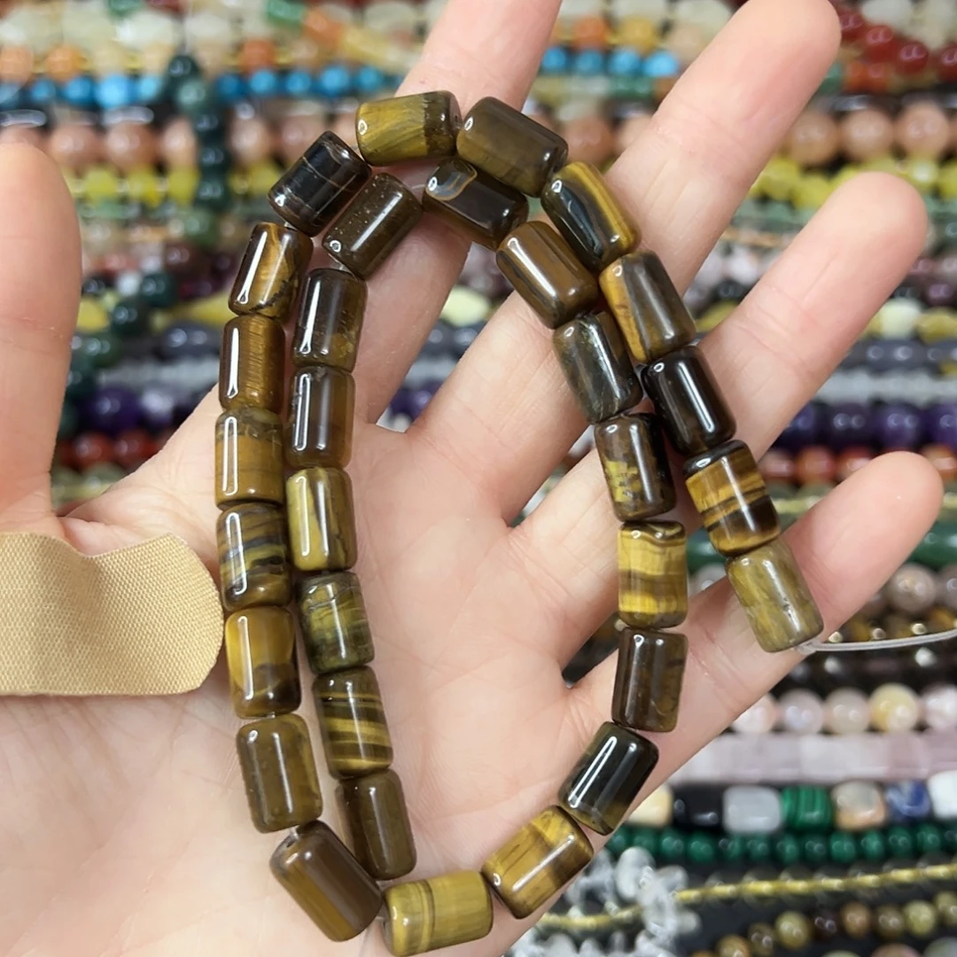 玛瑙/玉髓合金珠宝半成品 卡8✖️12虎眼桶珠一条