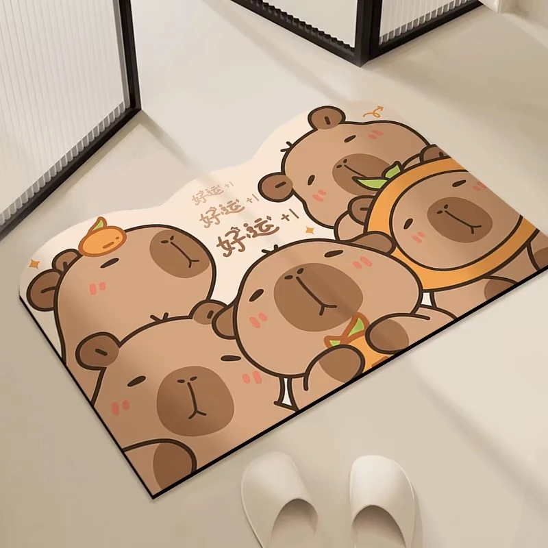 卫生间地垫卡通卡皮巴拉耐脏吸水防滑软硅藻泥浴室露比黄油小熊