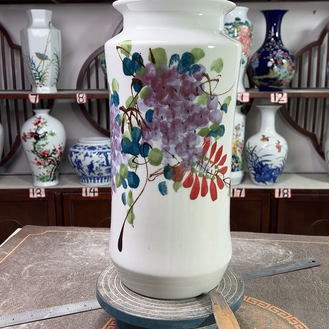 摆件陶景德镇陶瓷书紫藤