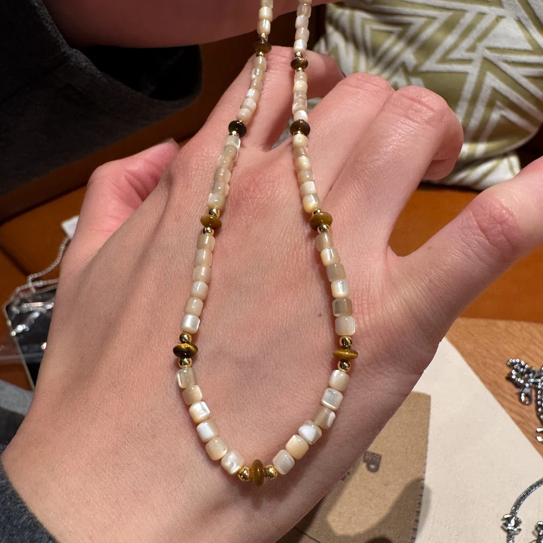 铜合金贝壳项链  【底色】铜合金贝壳虎虎手工串珠项链