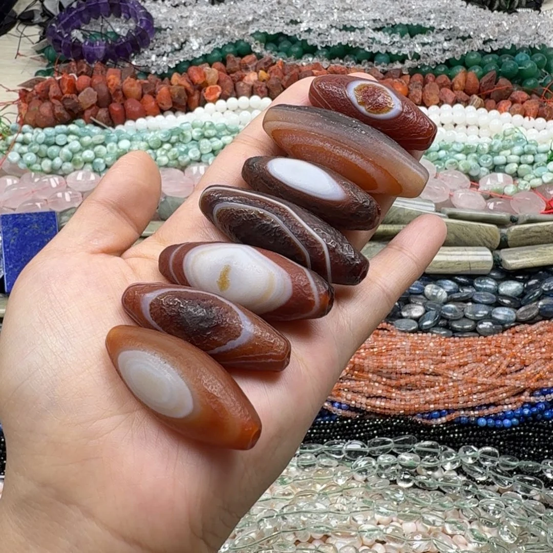 水晶珠宝半成品未镶嵌橘皮老玛恼眼睛天珠一颗