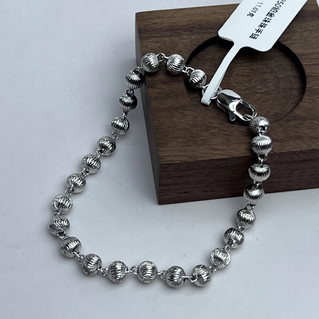 pt950 铂金拉丝珠珠手链