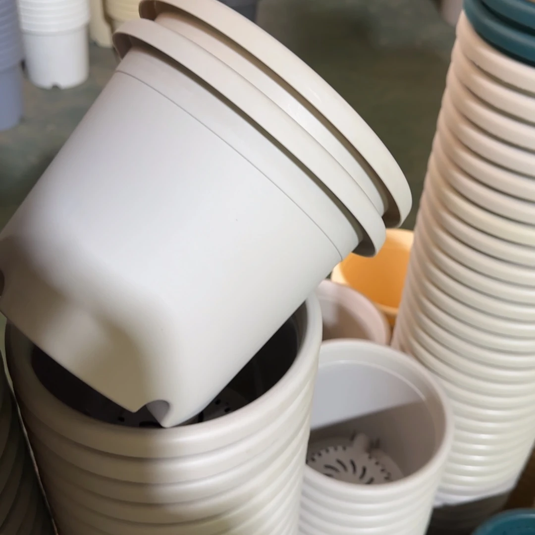 树脂四季盆3#无拖灰白微瑕10