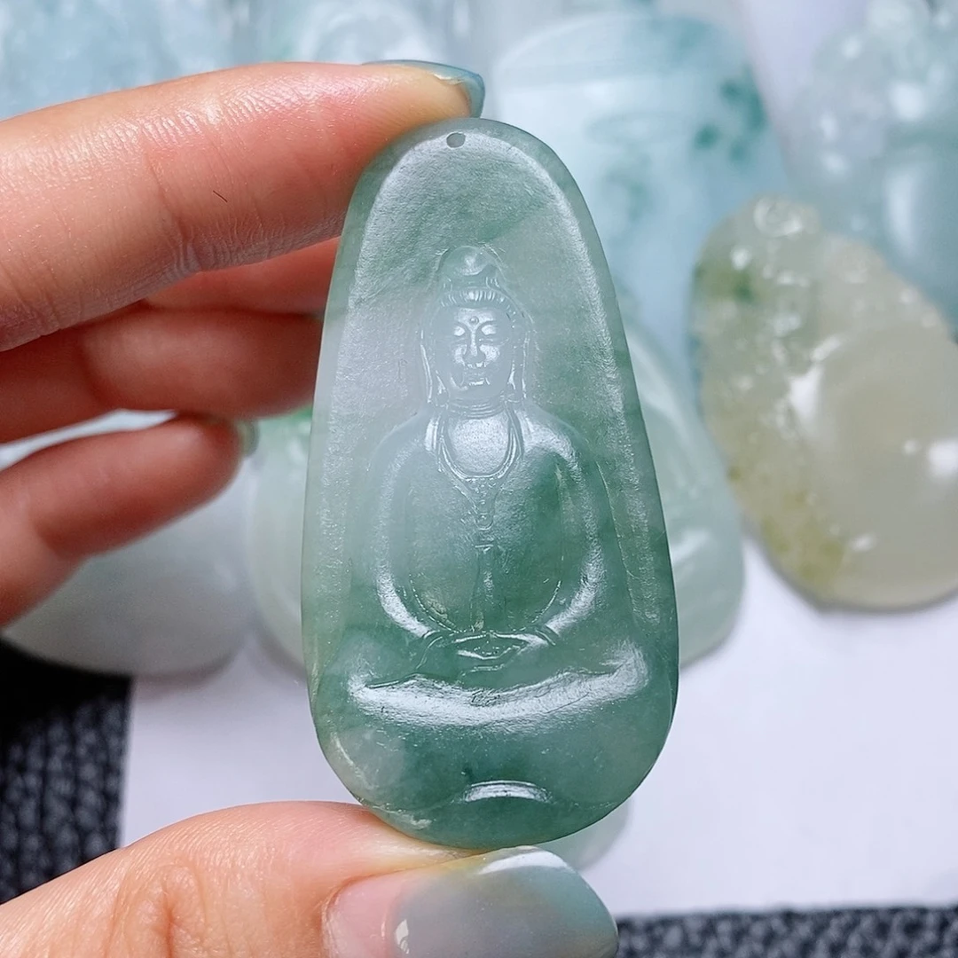 定制翡翠未镶嵌毛货付款后确认抛光