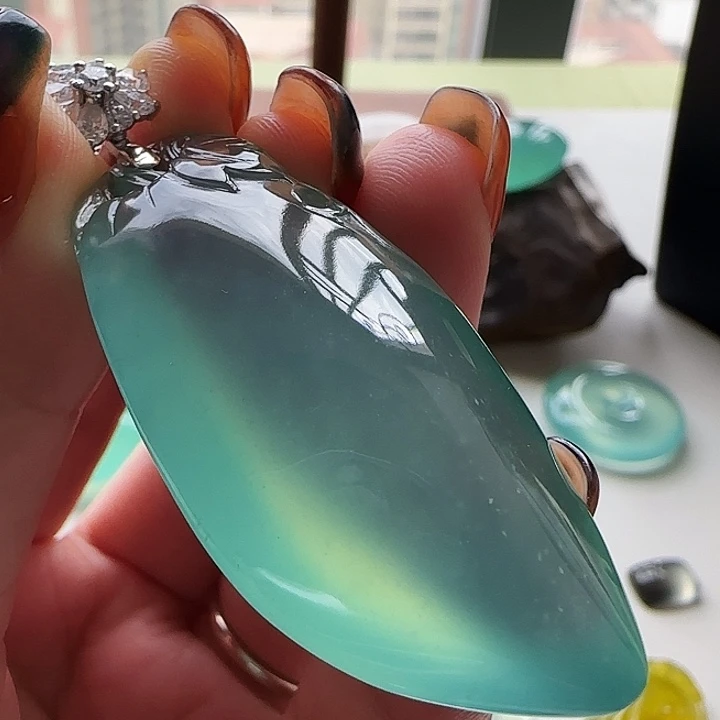 岫玉18K金镶嵌吊坠(不含链)