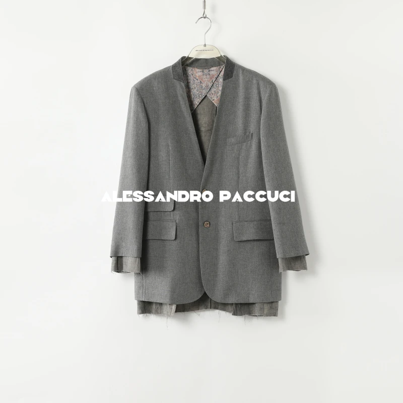 AP洛哥43138WZ【限量黑标/流浪诗人】意大利NALYA羊毛毛边拼接西装