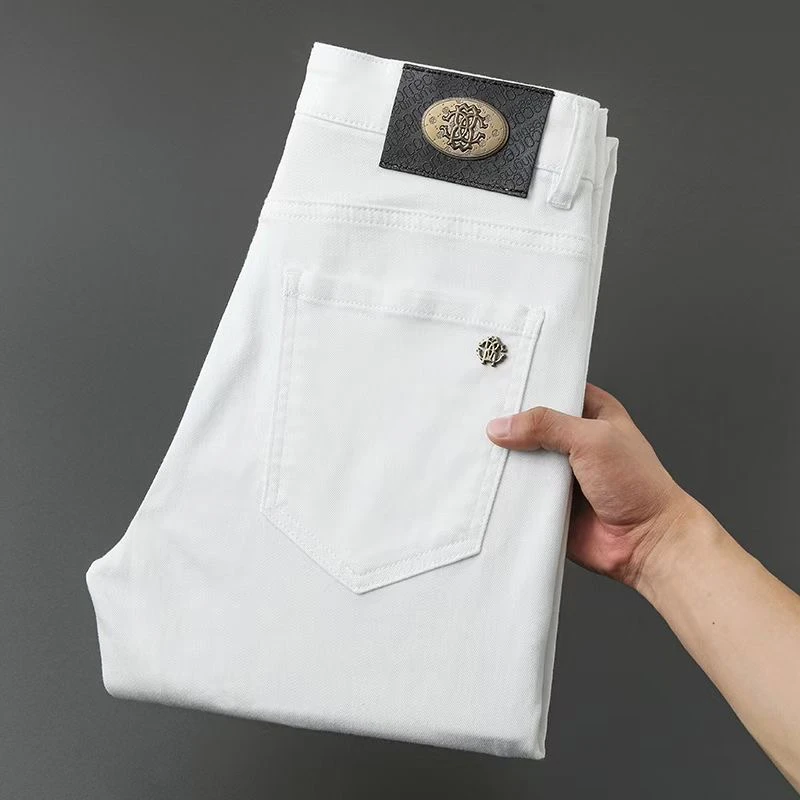 男士欧货白色修身小脚百搭时尚休闲弹力韩版春夏薄款潮流牛仔裤