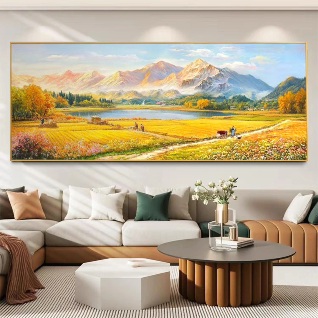 【丰收盛景】金山聚宝盆现代轻奢客厅沙发背景墙装饰画