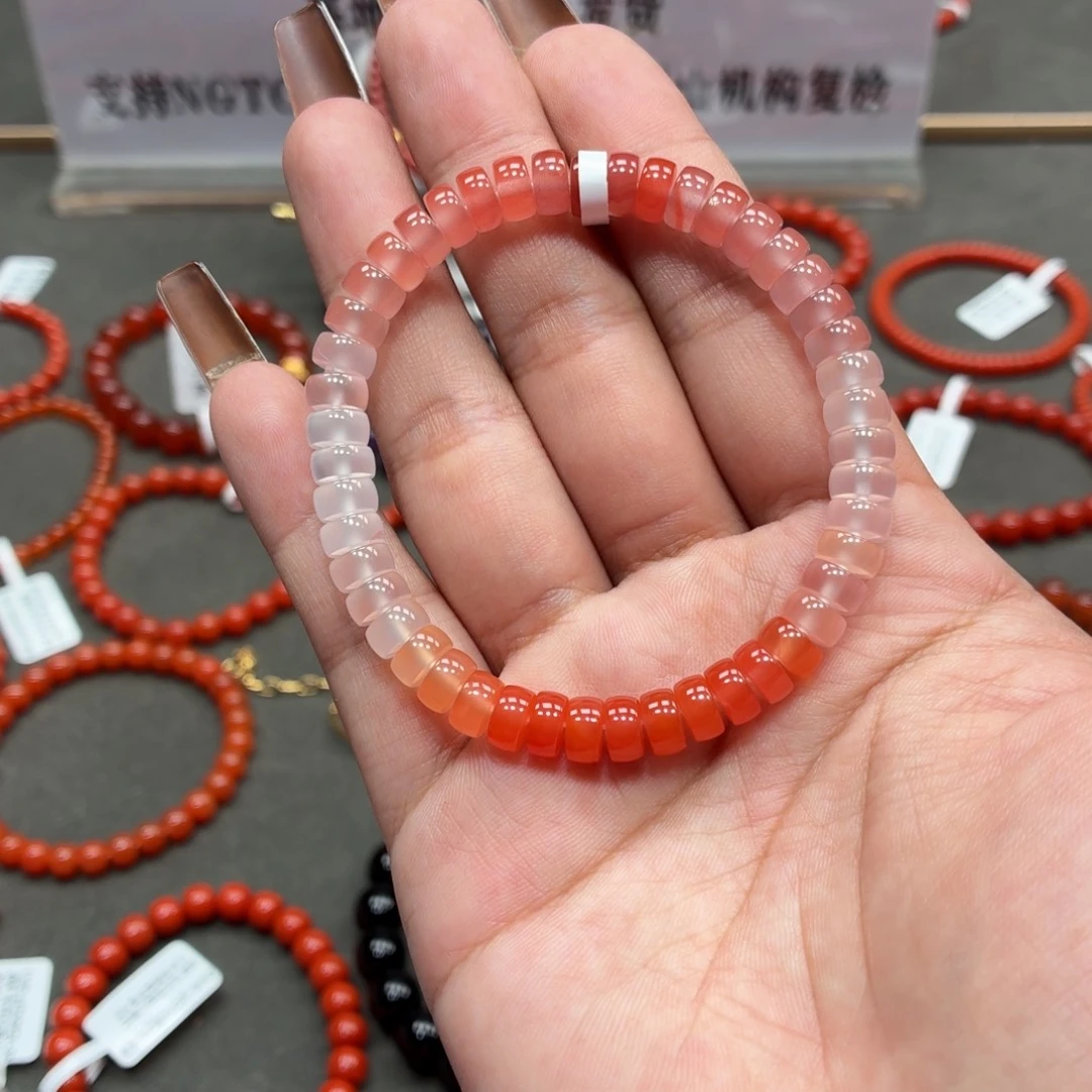 未镶嵌单圈南红玛瑙原矿保山渐变直切手串卡6+