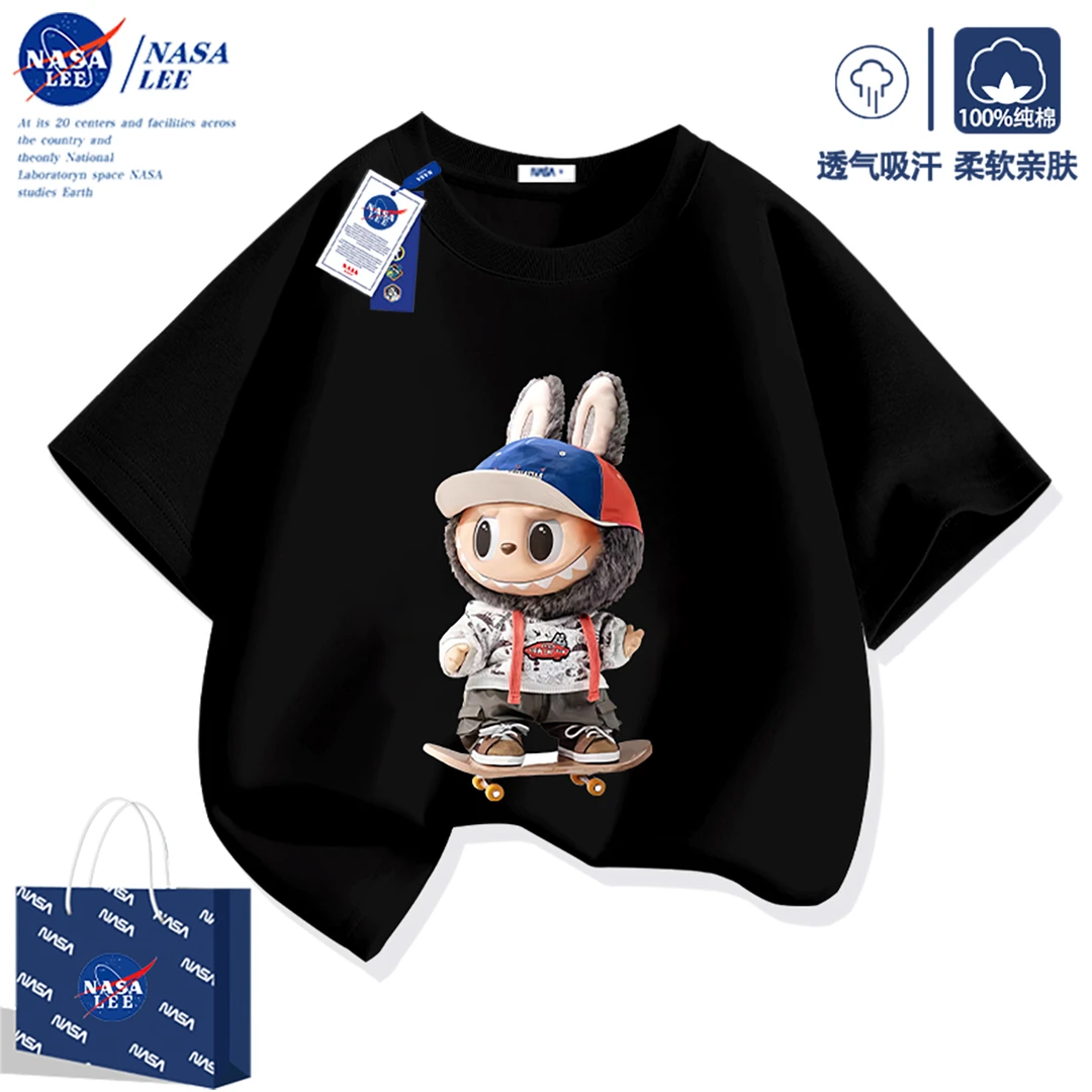 NASA联名儿童t恤短袖夏季纯棉2025新款宽松女童半袖男童夏装衣服