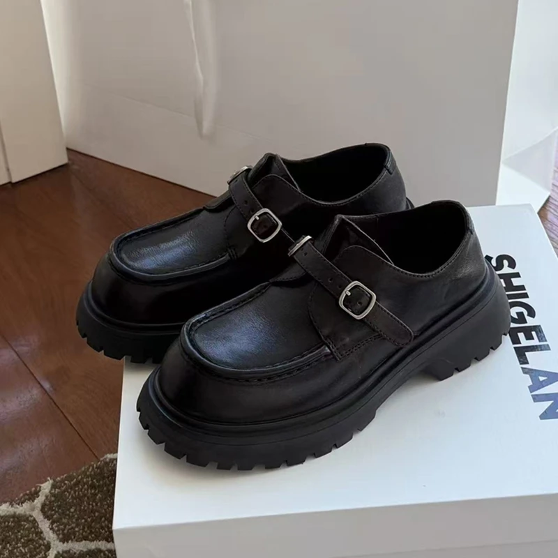 诗歌兰厚底增高乐福鞋女2026早春新款真皮时尚百搭小皮鞋3322-6