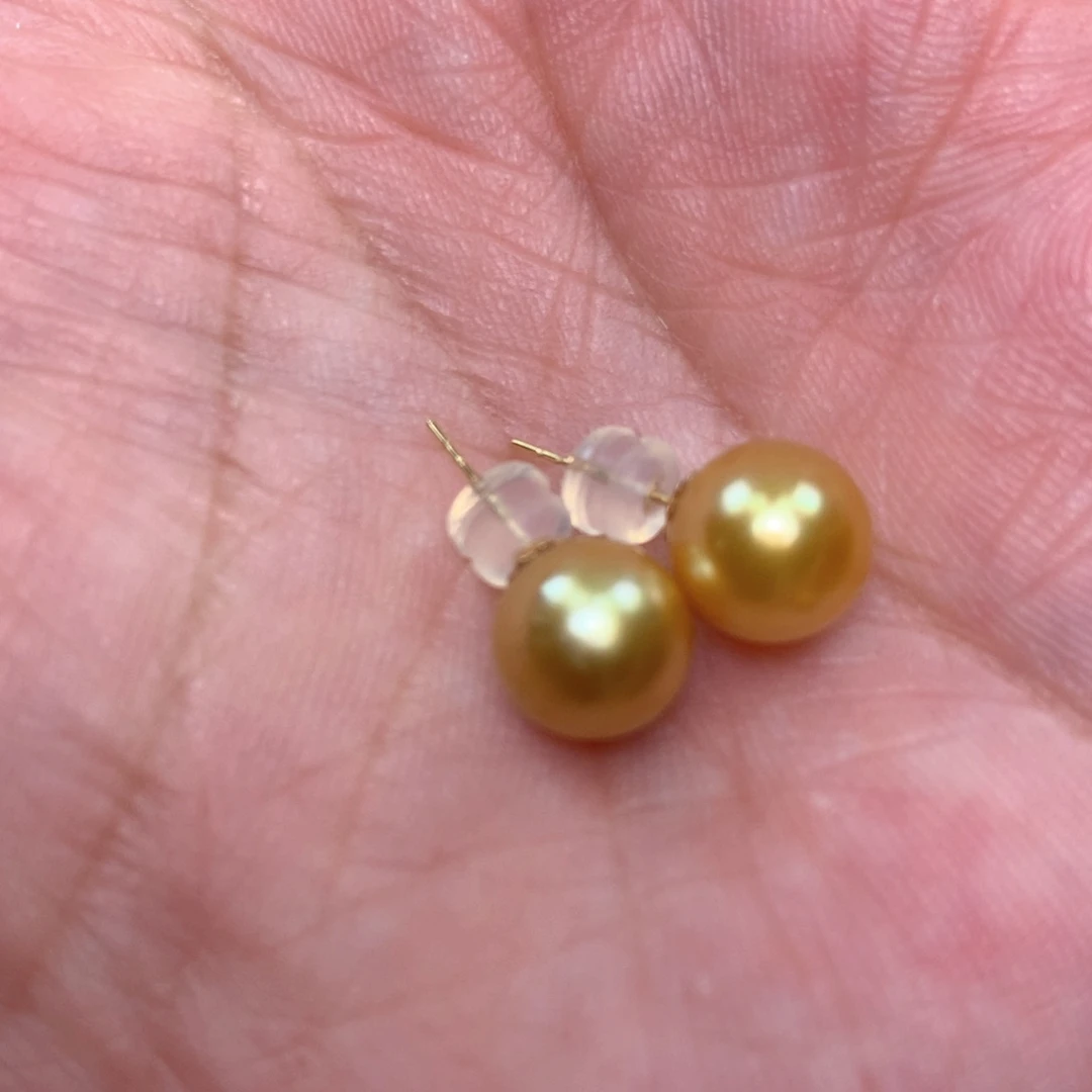 18K金镶嵌耳饰海水珍珠