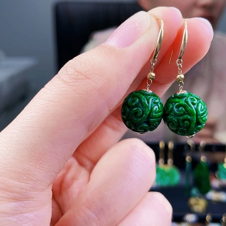 翡翠耳饰18K金镶嵌饰品