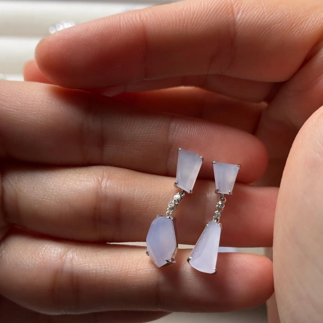 翡翠18K金镶嵌耳饰耳坠