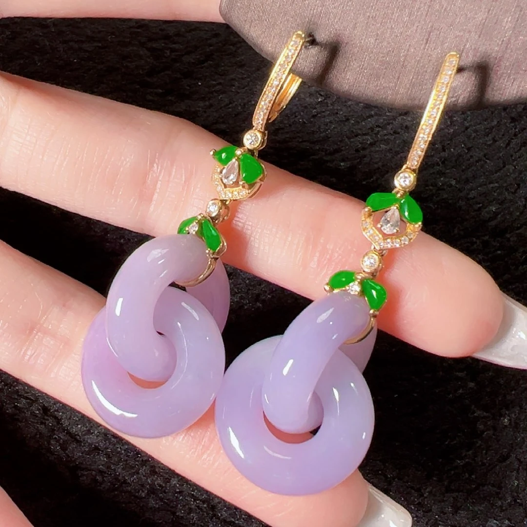 翡翠18K金镶嵌耳饰签收后24小时鉴赏期，过时不退