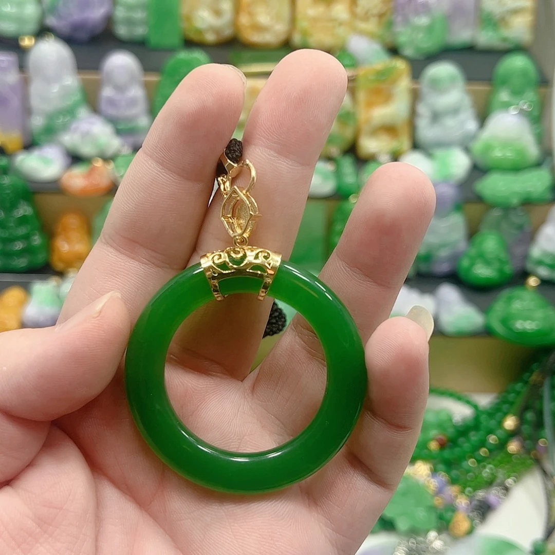 翡翠银S925镶嵌吊坠(赠链)