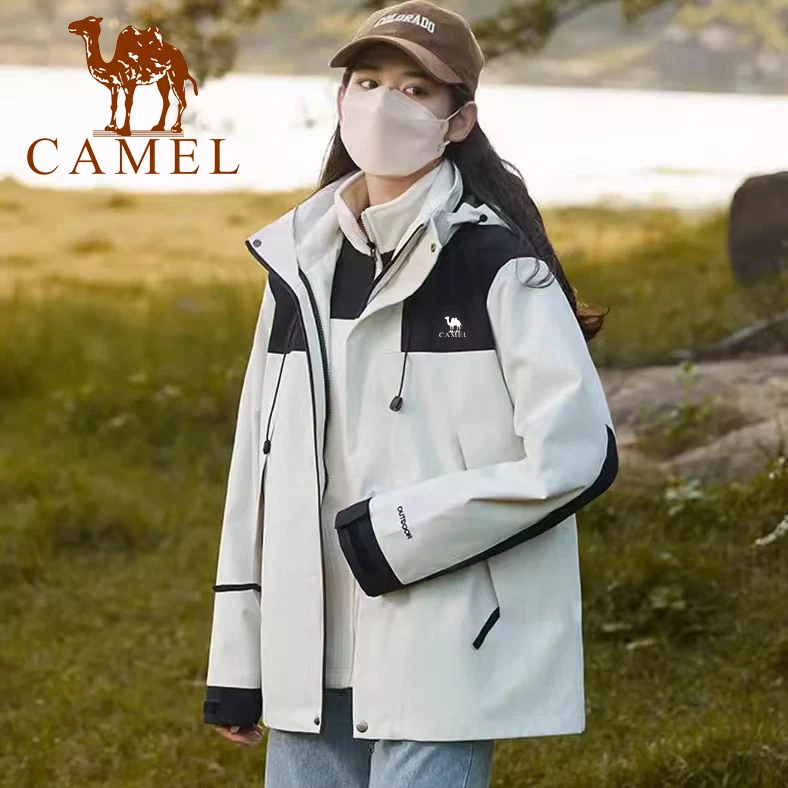 骆驼街三合一冲锋衣男女同款可拆卸防风登山服冬季户外加绒外套