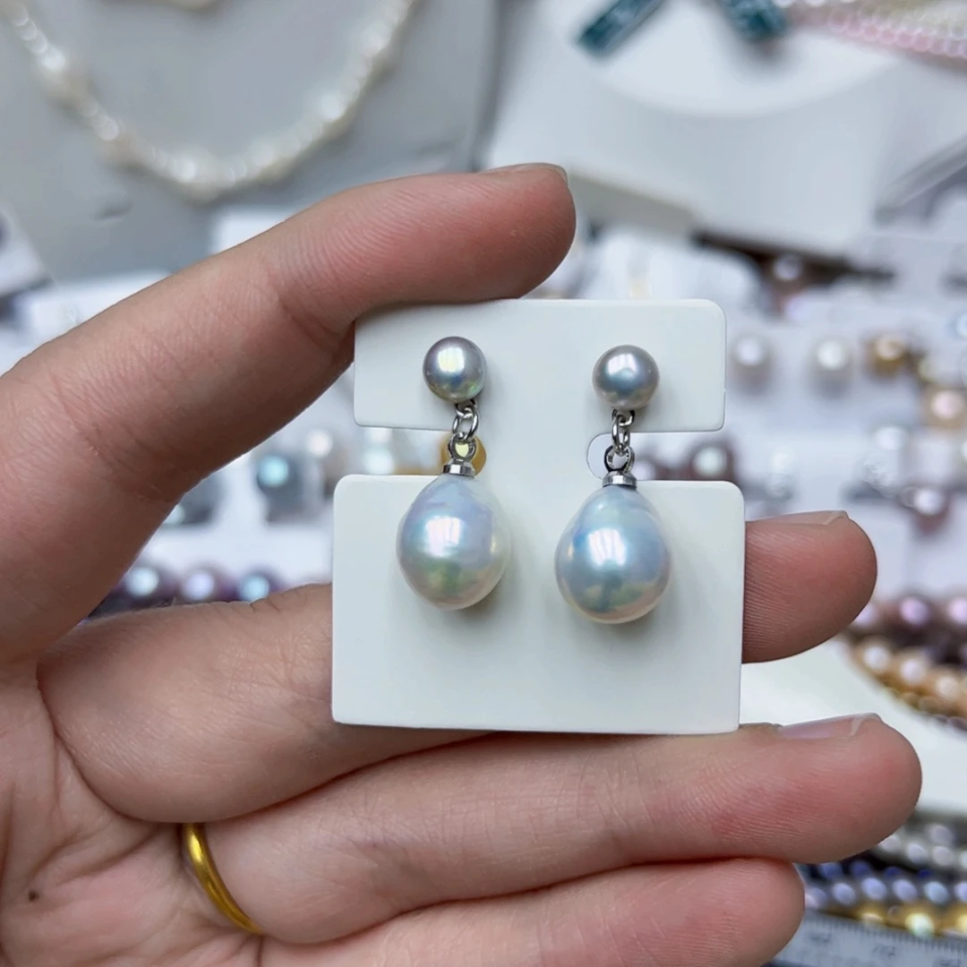 淡水珍珠耳饰银S925镶嵌