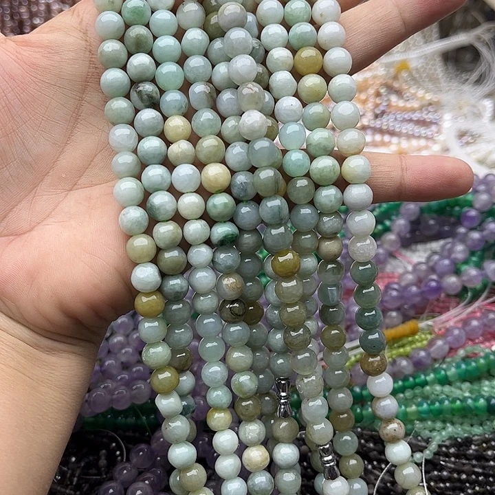 玛瑙/玉髓未镶嵌珠宝半成品yt8mm左右翡翠几颗有瑕