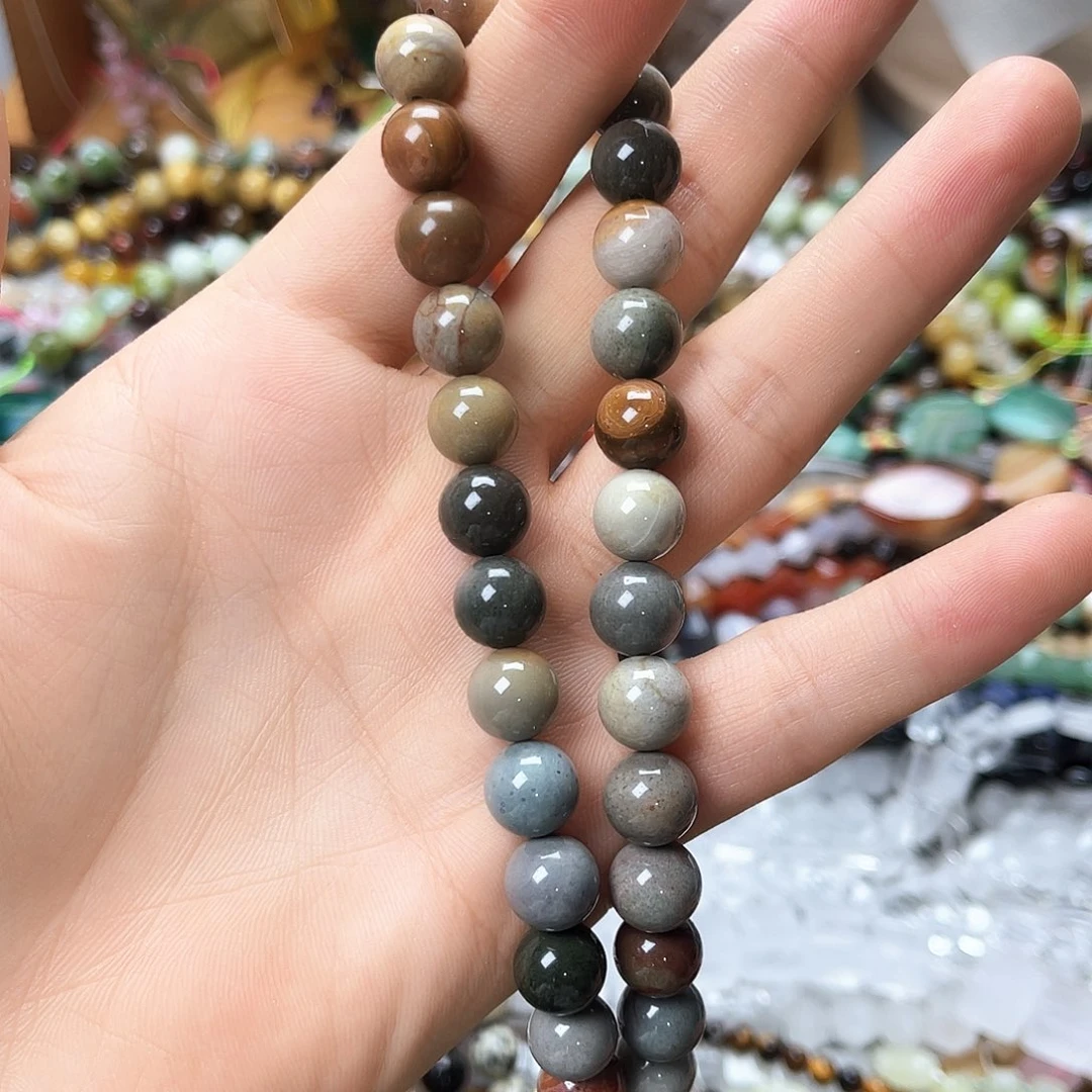 玛瑙/玉髓未镶嵌珠宝半成品卡10阿拉善圆珠一条