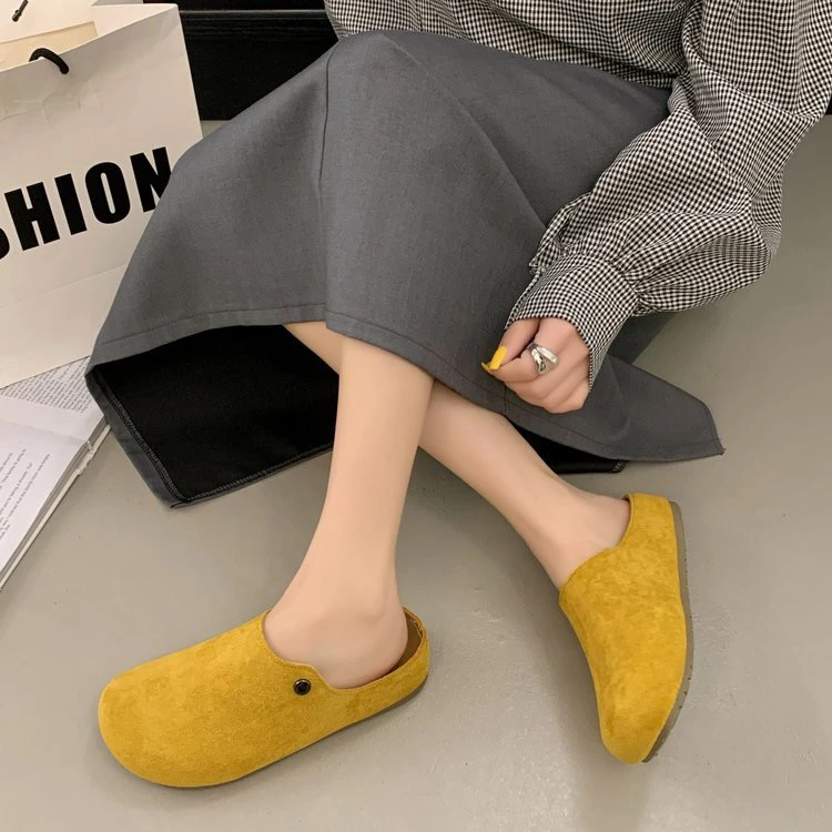 法式复古包头勃肯鞋女2025春季新款软底休闲配裙子休闲半拖鞋