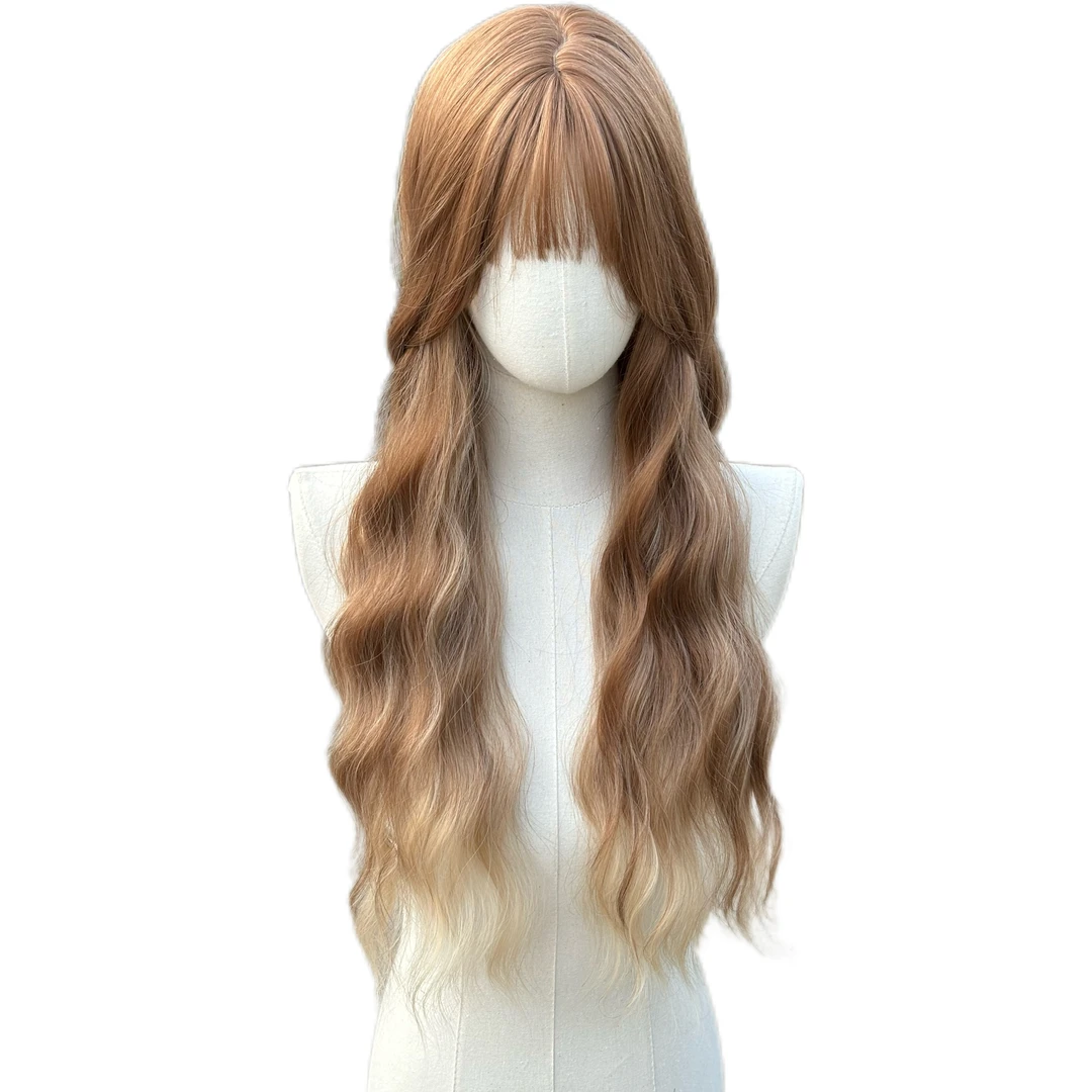 齐刘海假发女长卷发雨琦弟弟同款羊毛卷时尚自然仿真人发丝全头套