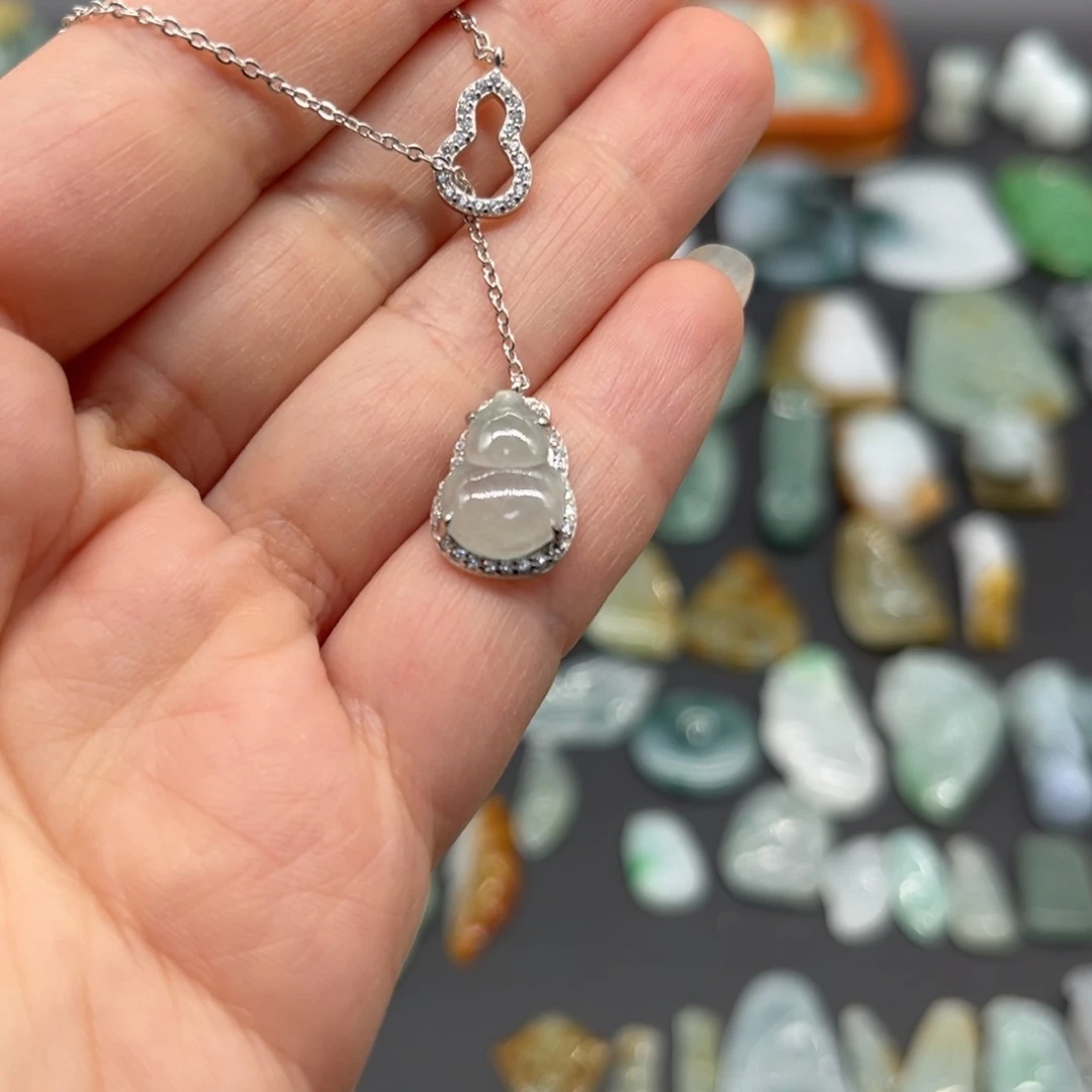 翡翠银S925镶嵌颈饰玖*葫芦