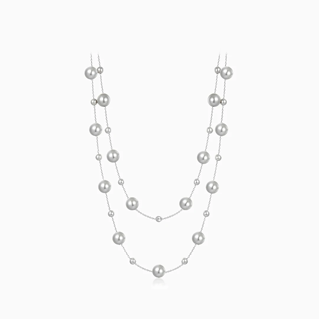 链子925银仿珍珠 施家s925满天星珠长款毛衣链项链小众设计高级感