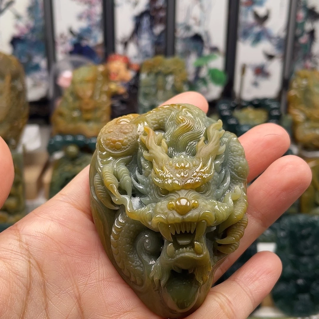 会***猫翡翠未镶嵌颈饰天然翡翠a货龙