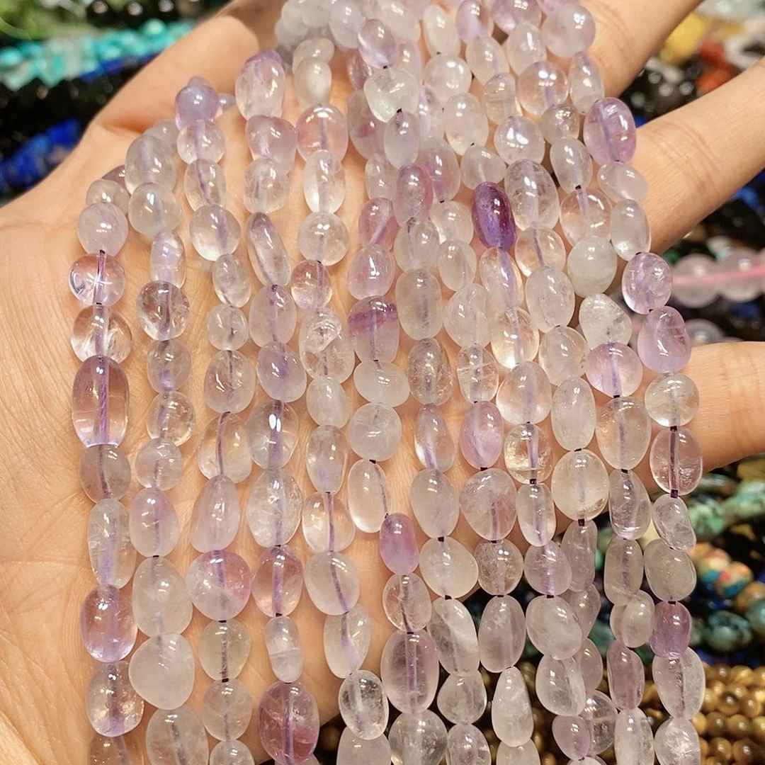 玛瑙/玉髓散珠天然紫水晶糖豆一条