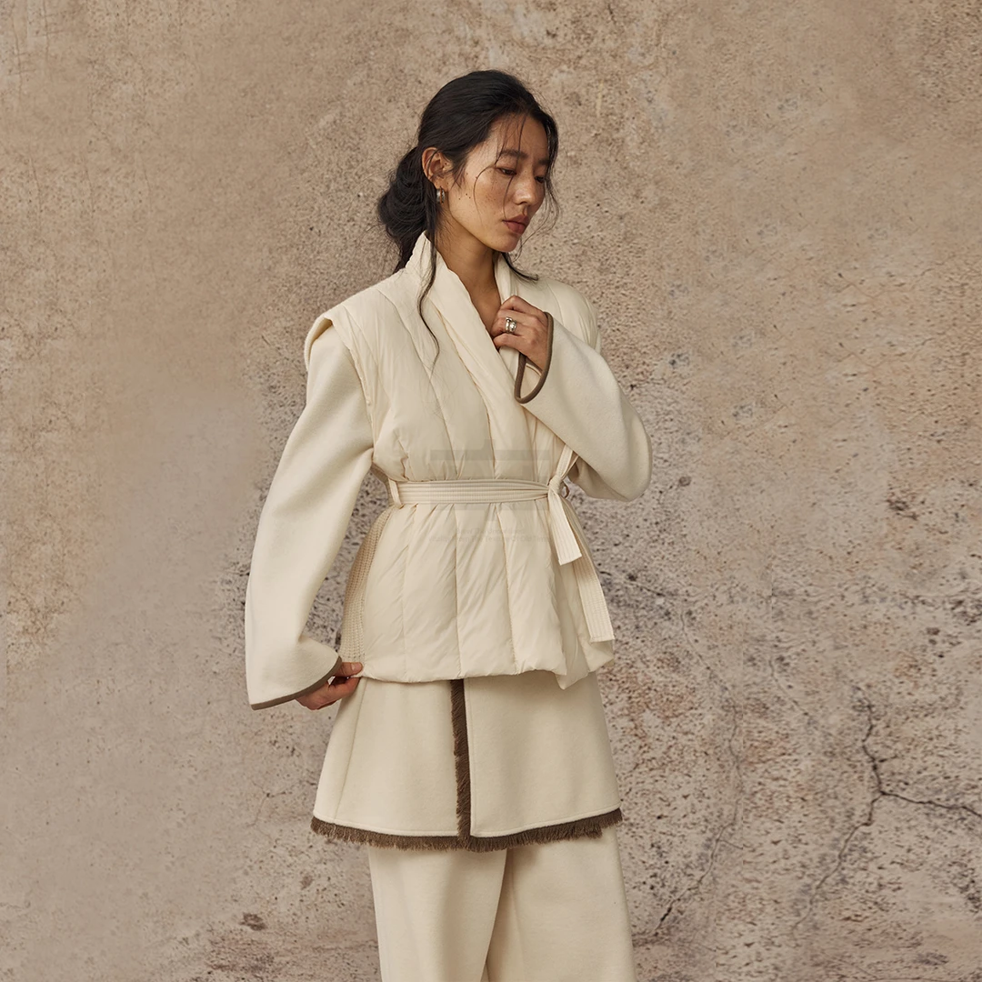 CatalpaLew「墨袍」墟生美学叠穿公式道袍款羽绒马夹背心#C53680