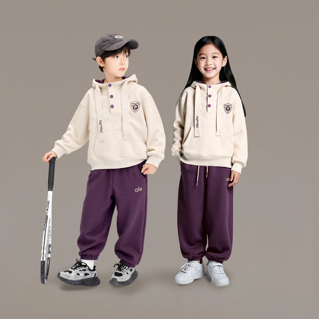 男童女童秋冬加绒连帽套装儿童时尚保暖卫衣卫裤两件套D3S5-1043