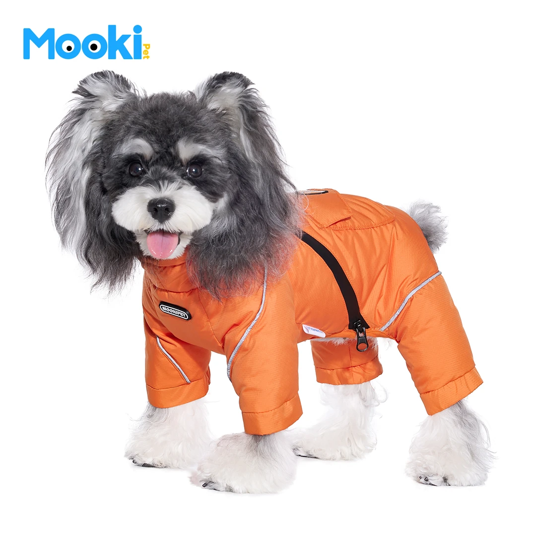 mookipet宠物狗狗衣服冬季雪纳瑞冲锋四脚羽绒服白鸭绒外套保暖